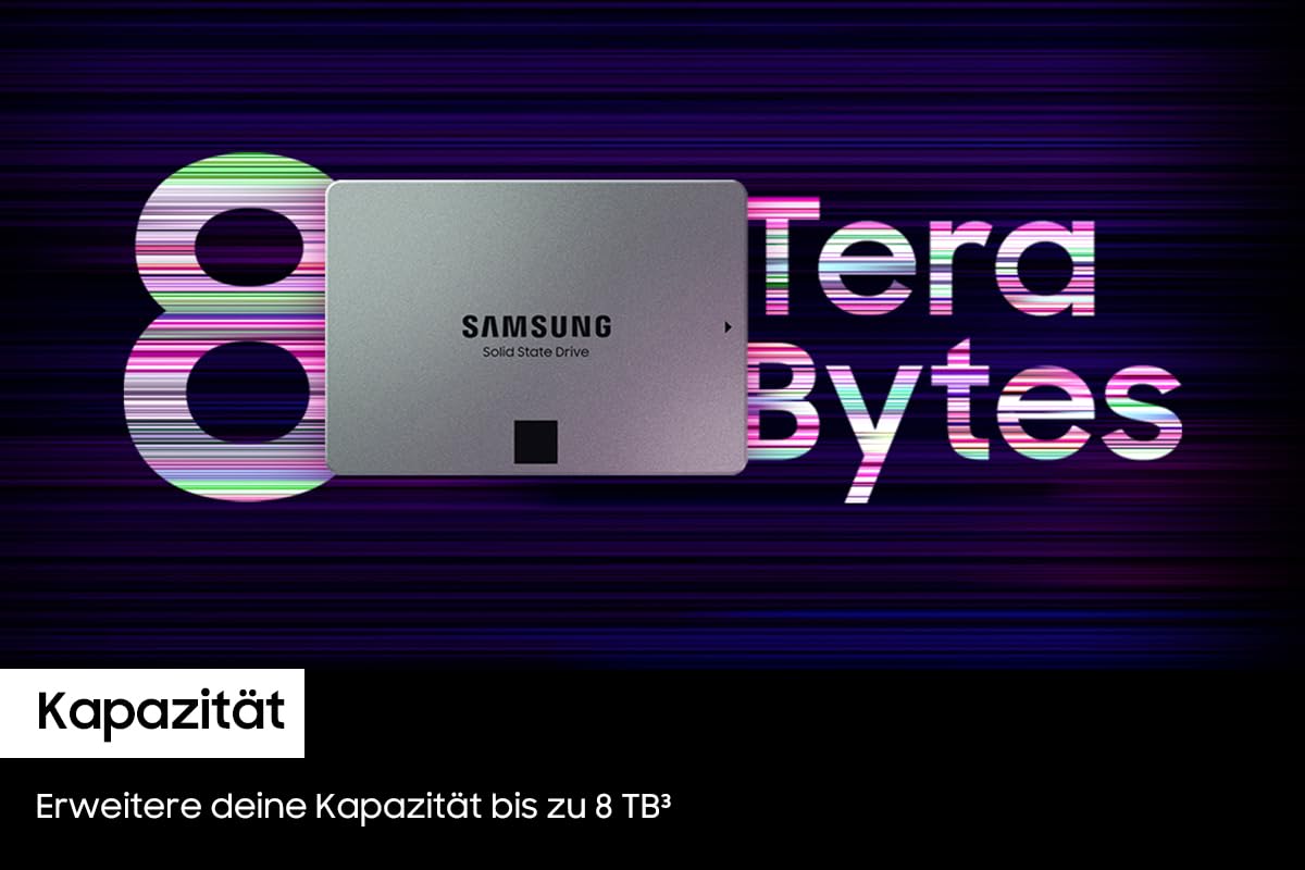Samsung 870 QVO SATA III 2,5 Zoll SSD, 1 TB, 560 MB/s Lesen, 530 MB/s Schreiben, Interne SSD, schnelle Festplatte als Ersatz für HDD, MZ-77Q1T0BW