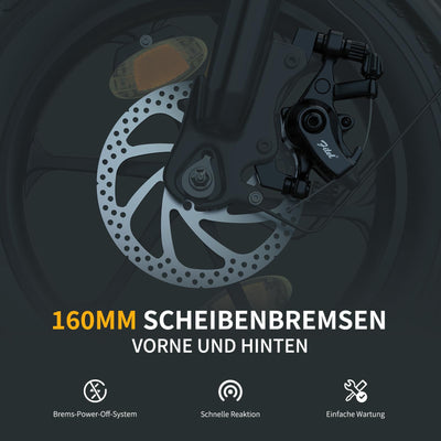 ESKUTE D100 E-Bike Klapprad 16 x 2,5 Zoll, Elektrofahrrad für Herren & Damen, Fatbike mit Abnehmbarem 36V 13Ah Akku, Lange Reichweite bis 100 km, Faltbares Pedelec für Erwachsene, Schwarz