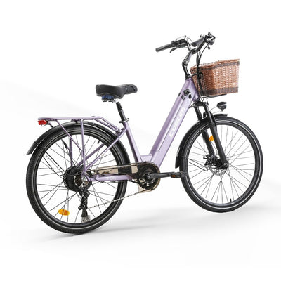 cysum X-City 26 Zoll Elektrofahrrad für Erwachsene, City E-Bike für Damen, abnehmbarer 48 V 10,4 Ah Akku, 25 km/h 80 km Reichweite, Urban Commuter E-Bike (Violett)