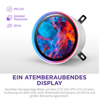 NZXT Kraken Elite 360 RGB - AIO CPU-Flüssigkeitskühler - 360-mm-Radiator - F360 RGB Core-Lüfter - Anpassbares 2,72"-IPS LCD - Turbine Pump - Intel LGA 1700, 1200/115X, 1851 - AMD AM5, AM4 - Weiß