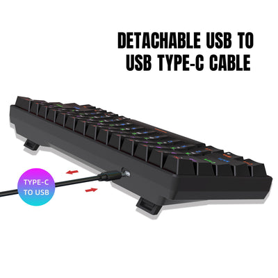 Snpurdiri 60% kabelgebundene Mechanische Gaming Tastatur, Anti-Ghosting 61 Tasten, RGB-Hintergrundbeleuchtung, Ultrakompakter Blauer Schalter, Doppelfuß, Schwarz