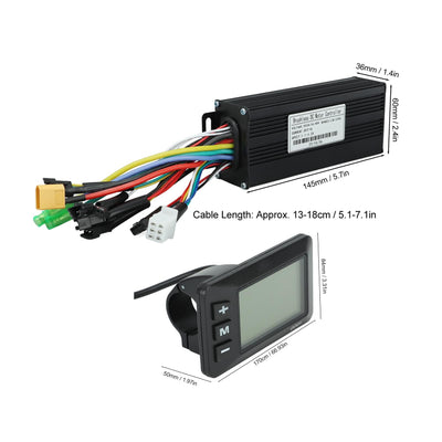 HERCHR Elektromotor Brushless Controller, DC 24V 36V 48V Motorgeschwindigkeit Controller 1000W-1500W E-Bike 30A 3-Modus Sinuswellen Umrüstsatz Mit LCD Display Für 22,2mm Lenker Elektrofahrrad Roller