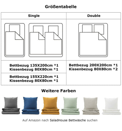 SALAD HOUSE Weiße Bettwäsche 135x200 Baumwolle, Allergiker Bettwäsche-Sets, Duvet Cover, Herbst Bettbezug + Satin Kissenbezug 80x80, Room Decor Bettwaren & Bettwäsche, 400TC