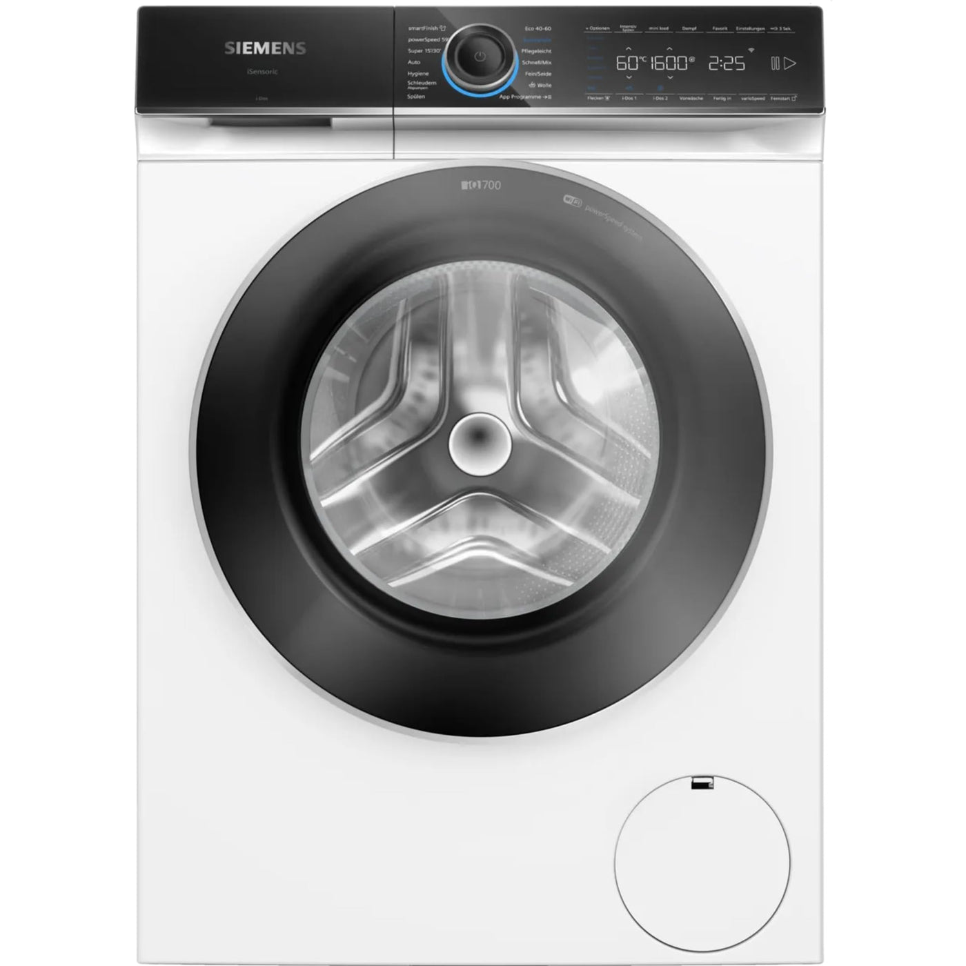 Siemens WG56B2A41, iQ700, Smarte Waschmaschine 10 kg, 1600 UpM, Made in Germany, i-Dos, Antiflecken-System, smartFinish Bügelhilfe, schneller Waschen mit speedPack XL, Mini load für Einzelteile