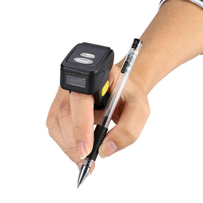 Tragbarer Ring 1D 2D QR-Barcode-Scanner, tragbarer drahtloser Finger-Mini-Barcode-Leser Kompatibel mit Windows, Mac OS, Android 4.0+, iOS-Unterstützung Scannen Sie QR PDF417 DataMatrix auf Bildschirm
