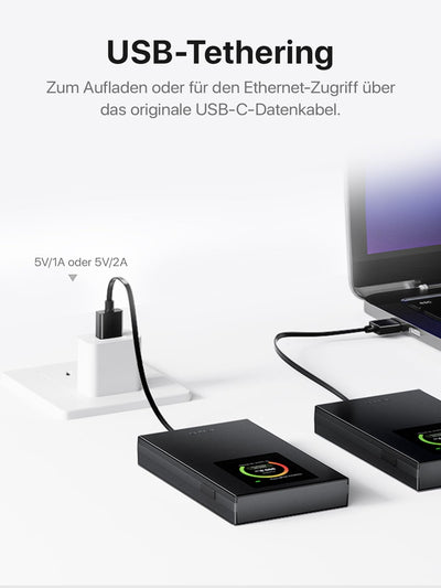 Tenda Mobiler WLAN Router mit LCD-Anzeige, Wi-Fi 6 Tragbarer Hotspot, 2100mAh Akku, USB-C-Port, Plug & Play, WPA3, 4G-Modem, MiFi, Mini-Größe, kompatibel mit entsperrter Nano-SIM-Karten, MF6