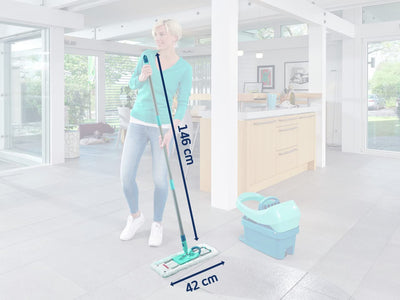Leifheit rückenschonender Bodenwischer Profi XL micro Duo, Stahlstiel 146cm, Wischmopp mit Fußklick, Mikrofaser Bezug für Fliesen und Laminat, 360° Drehgelenk, Click-System, umweltfreundlicher Karton