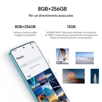 HONOR 90 Lite Smartphone 5G, 8 GB RAM und 256 GB, FullView Display von 6,7 Zoll bei 90 Hz, Dreifachkamera mit 100 MP mit 4500 mAh Akku, Dual SIM, Android 13, Cyan Lake