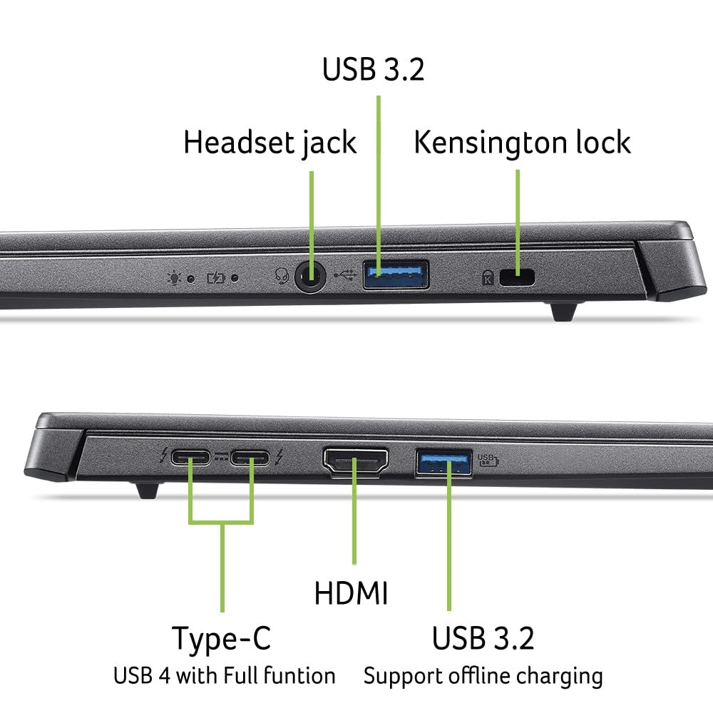 Acer Aspire 14 AI (A14-52M-790K) Laptop, 47 Tops, 14" WUXGA IPS Display, Intel Core Ultra 7 258V, 32 GB RAM, 1 TB SSD, Intel Arc Grafik 140V, Windows 11, QWERTZ Tastatur, grau