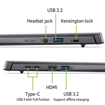 Acer Aspire 14 AI (A14-52M-790K) Laptop, 47 Tops, 14" WUXGA IPS Display, Intel Core Ultra 7 258V, 32 GB RAM, 1 TB SSD, Intel Arc Grafik 140V, Windows 11, QWERTZ Tastatur, grau
