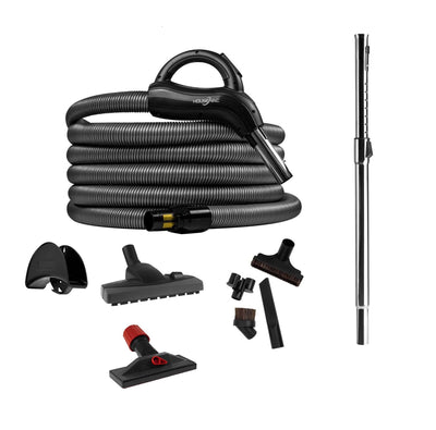 HouseVac Zentralstaubsauger HV-755ST-35H + Premium Reinigungszubehör-Kit 7.5m zur Reinigung Ihres Hauses|Saugkraft 755 AirWatts|Ametek Motor-1700W 2 Turbinen Soft Start/Stop| Hybridzyklonfiltration