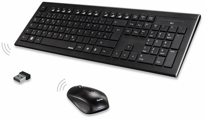 Tastatur und Maus Set (kabellos, 2,4 GHz Funktechnologie, 12 Mediatasten, Qwertz deutsches Tastenlayout, Nummernblock, Keyboard)