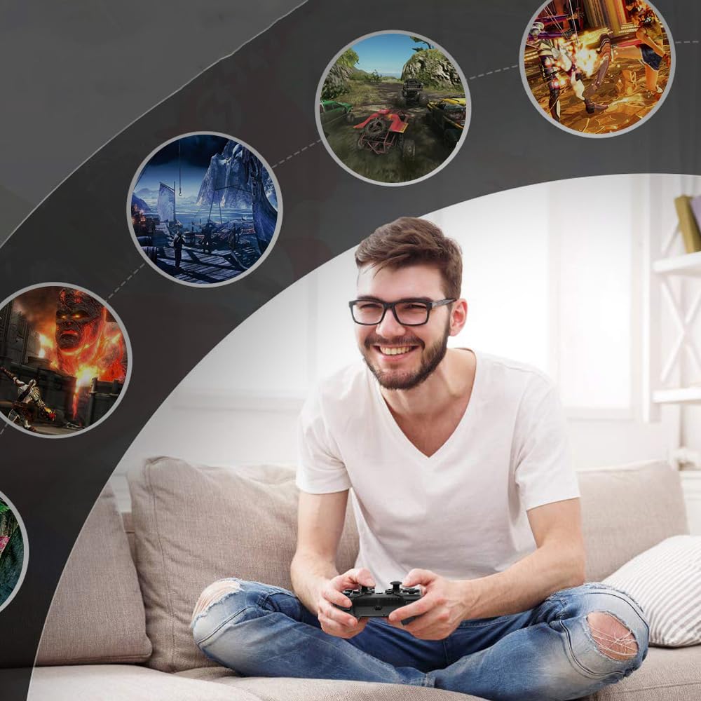 Lunriwis Controller für PS3, 2er Pack Wireless Controller für Play-Station 3 ，Wireless Double Shock 6 Achsen Bluetooth Joystick Rechargable Remote Gamepad Joystick mit 2 Ladekabel