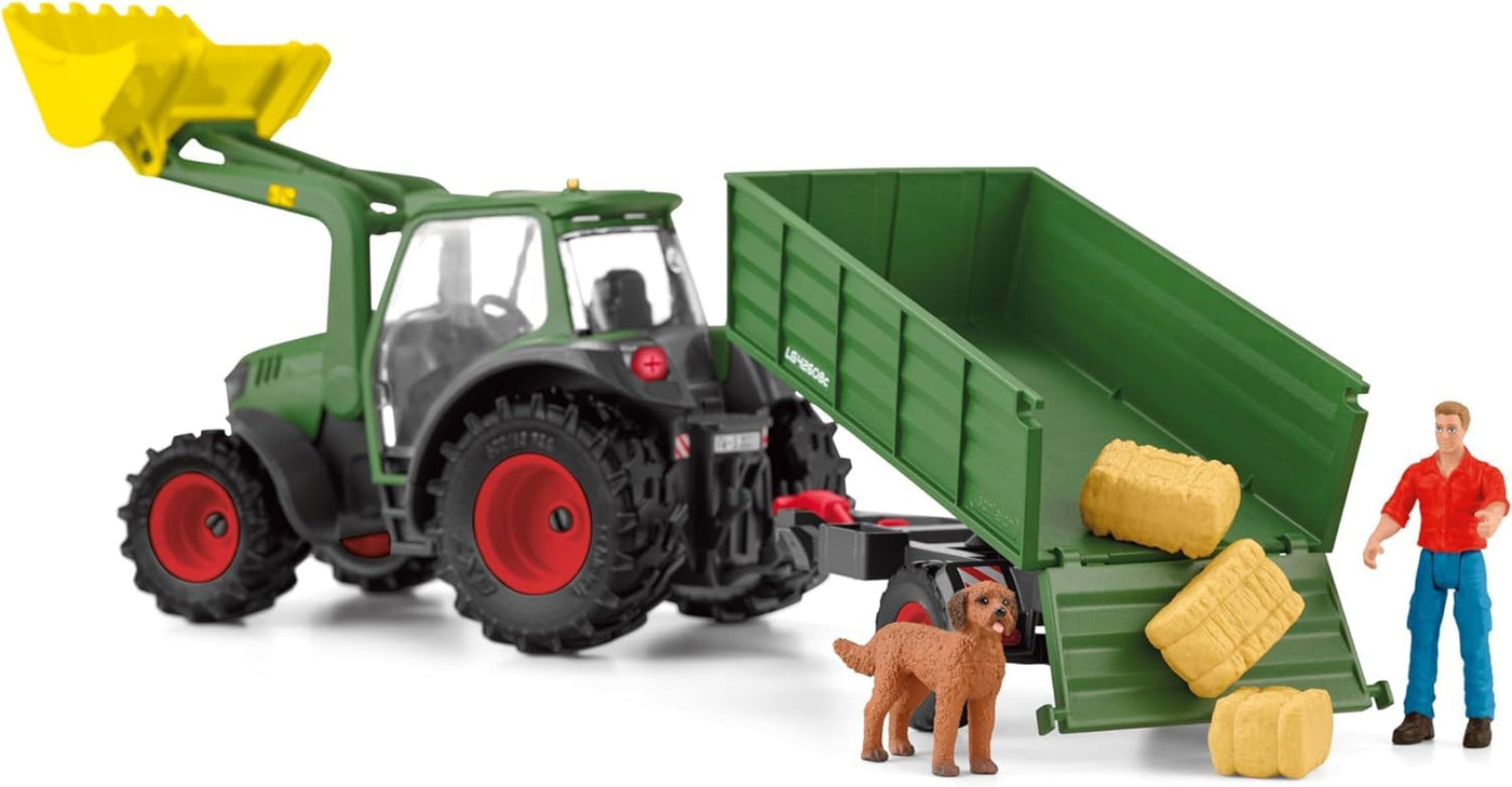 SCHLEICH 42608 Traktor mit Anhänger, ab 3 Jahren, Farm World - Spielset, 50 Teile
