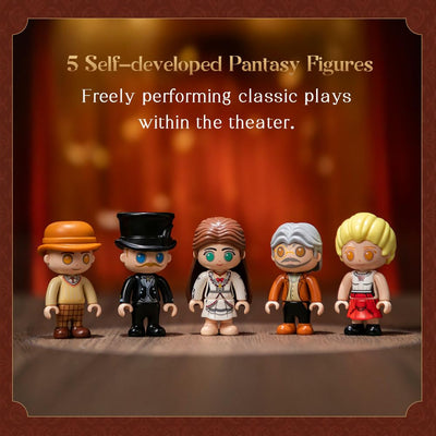 PANTASY Vintage Europäisches Grand Theater Bauset Modulares Modell mit Kristalllüster, Transparentem Dom Erweiterbarer Straßenszene, Retro-Sammlertheater Architektur für Erwachsene