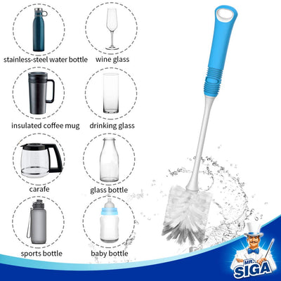 MR.SIGA Reinigungsbürste mit langem Griff Tassenbürste Flaschenbürste Bürste für Gläser Spülbürste Tüllenbürste mit Nylonborsten, 1er Pack