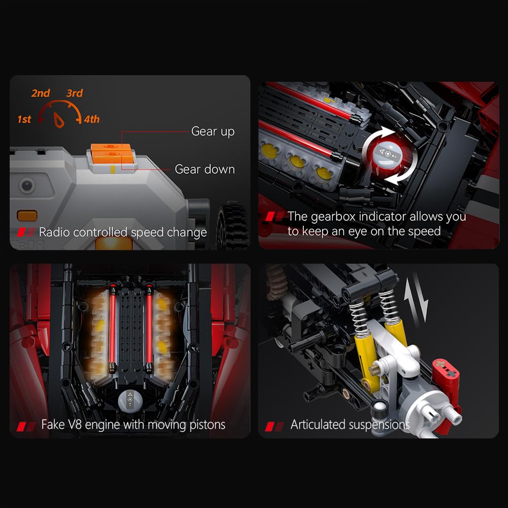 CaDA Master C61042w Supercar 488 Klemmbausteine,3187/pcs Technik Groß Ferngesteuert Auto 1:8 Bausteine,MOC Sportwagen Modell Spielzeug für Erwachsene und Jugendliche