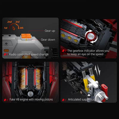 CaDA Master C61042w Supercar 488 Klemmbausteine,3187/pcs Technik Groß Ferngesteuert Auto 1:8 Bausteine,MOC Sportwagen Modell Spielzeug für Erwachsene und Jugendliche