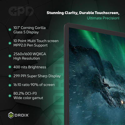 GPD Win MAX 2 2025 Handheld-Gaming-PC mit AMD Ryzen AI 9 HX 370, Radeon 890M GPU, 32GB RAM, 2TB SSD, OcuLink, 10,1“ IPS-Display, Gaming-Steuerung, Tastatur und Touchpad