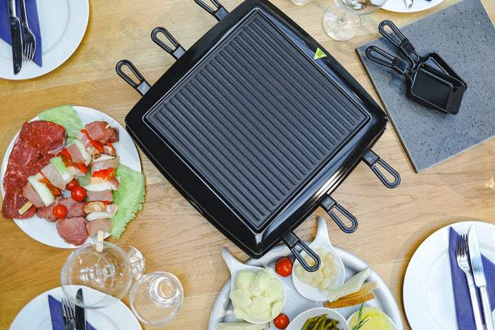 Steba RC 3 Raclette Made In Germany - Mit Natursteingrill & 8 Emaillierten Pfännchen