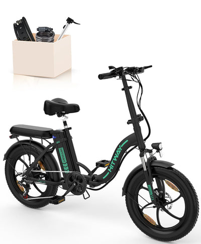 HITWAY E Bike Elektrofahrrad E-Fahrrad 20 Zoll Fat Tire faltbares Elektrofahrrad, 250W/36V/12 Ah Akku, Maximale Laufleistung 35–90 km