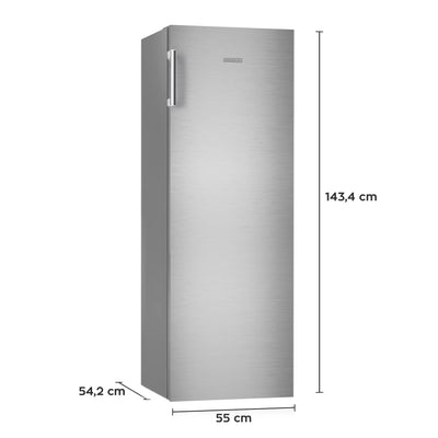 Heinrich´s freistehender Kühlschrank 242L, Vollraumkühlschrank, LED-Beleuchtung, Standkühlschrank mit 5Glasablagen+1Gemüsefach+4 Türablagen, Türanschlag wechselbar, leise 40dB, (inox)