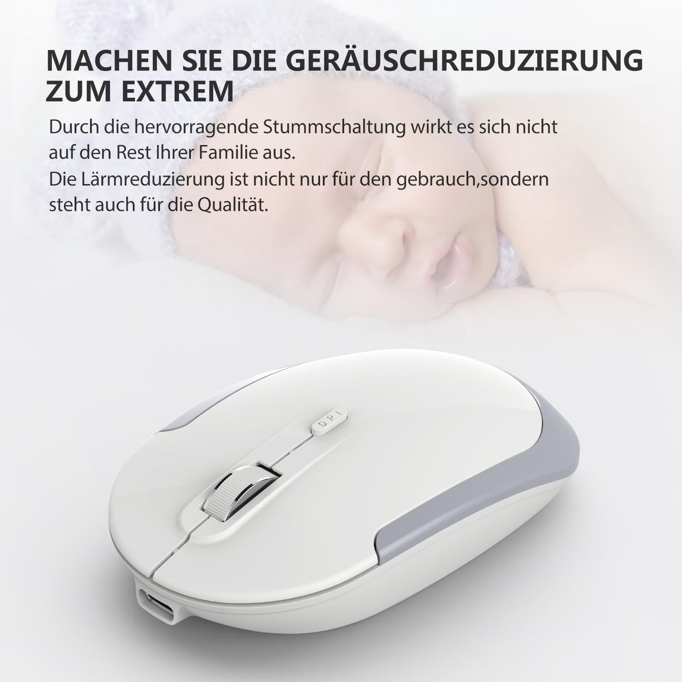 iClever Kabellos Tastatur Maus Set, Wiederaufladbare Kabellose Tastatur und Maus, QWERTZ Layout (Deutsch), Ultra Thin für Computer/Desktop/PC/Laptop/Windows 10/8/7, Weiß und Silber