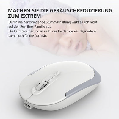 iClever Kabellos Tastatur Maus Set, Wiederaufladbare Kabellose Tastatur und Maus, QWERTZ Layout (Deutsch), Ultra Thin für Computer/Desktop/PC/Laptop/Windows 10/8/7, Weiß und Silber