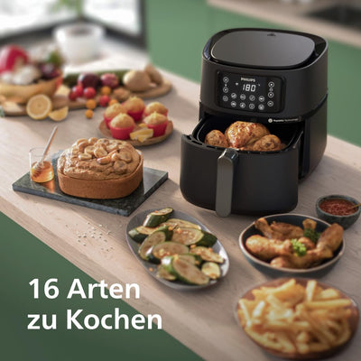 Philips Airfryer 5000 Serie XXL, 7,2L (1,4Kg), 16-in-1 Airfryer, Wifi Verbunden, 90% Weniger Fett Mit Rapid Air Technologie, Rezepte-App (HD9285/90)