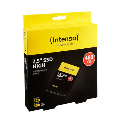 Intenso Interne 2,5" SSD SATA III High, 480 GB, 520 MB/Sekunden, Schwarz