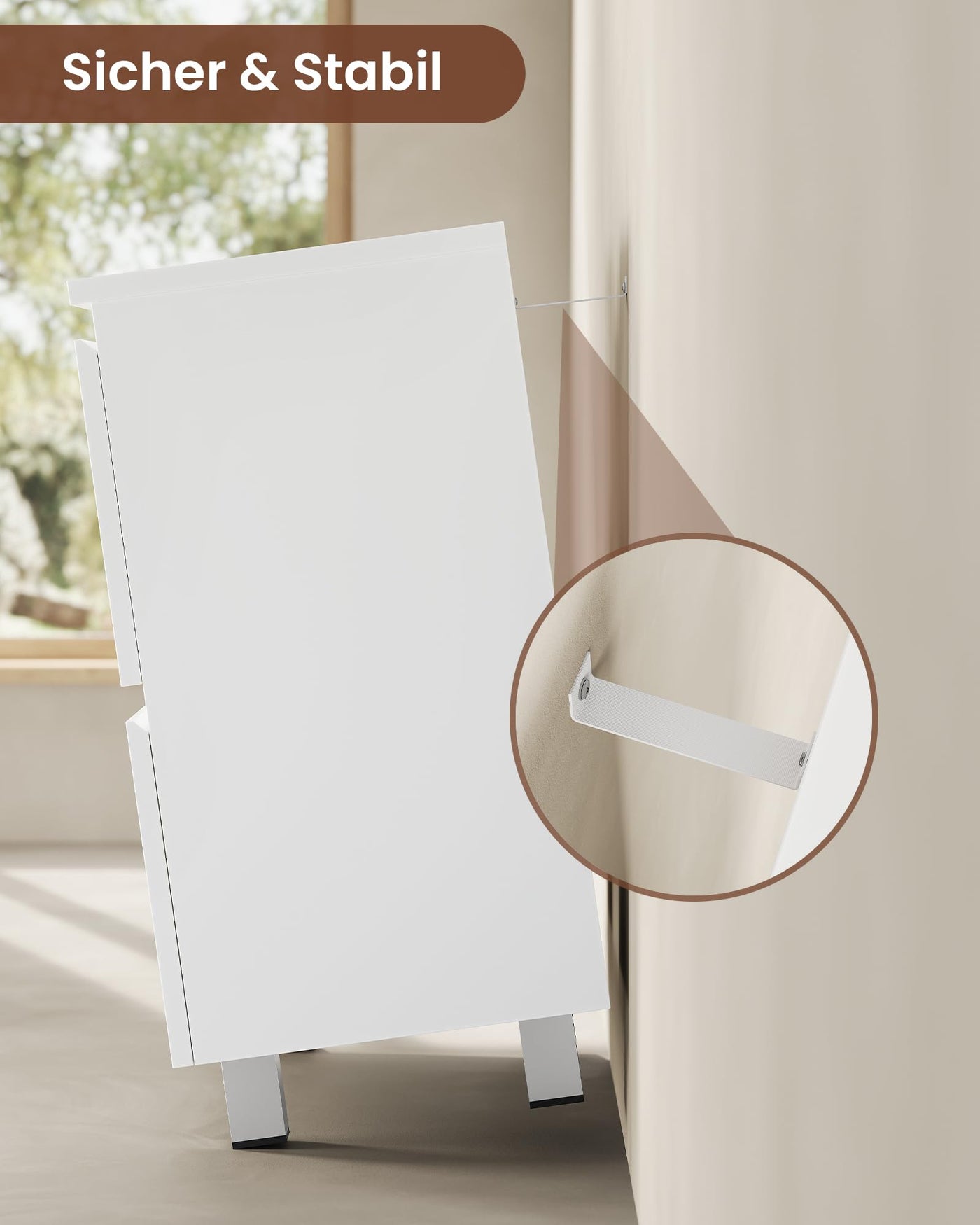 KIMENICH Waschbeckenunterschrank, Badezimmerschrank mit 2 Große Schubladen, Unterschrank Waschbecken mit Füßen, Viel Stauraum, 60 x 30 x 56 cm, Weiß