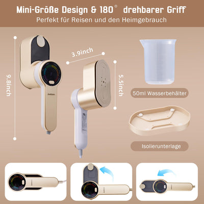 Mini Reise Dampfglätter Reisebügeleisen für Kleidung: 2-in-1 Steamer Dampfglätter - 1200W Tragbarer Reise Bügeln mit 120 ml Wassertank - Handheld Dampfbügeleisen mit 5 Dampfstufen für Zuhause Reisen