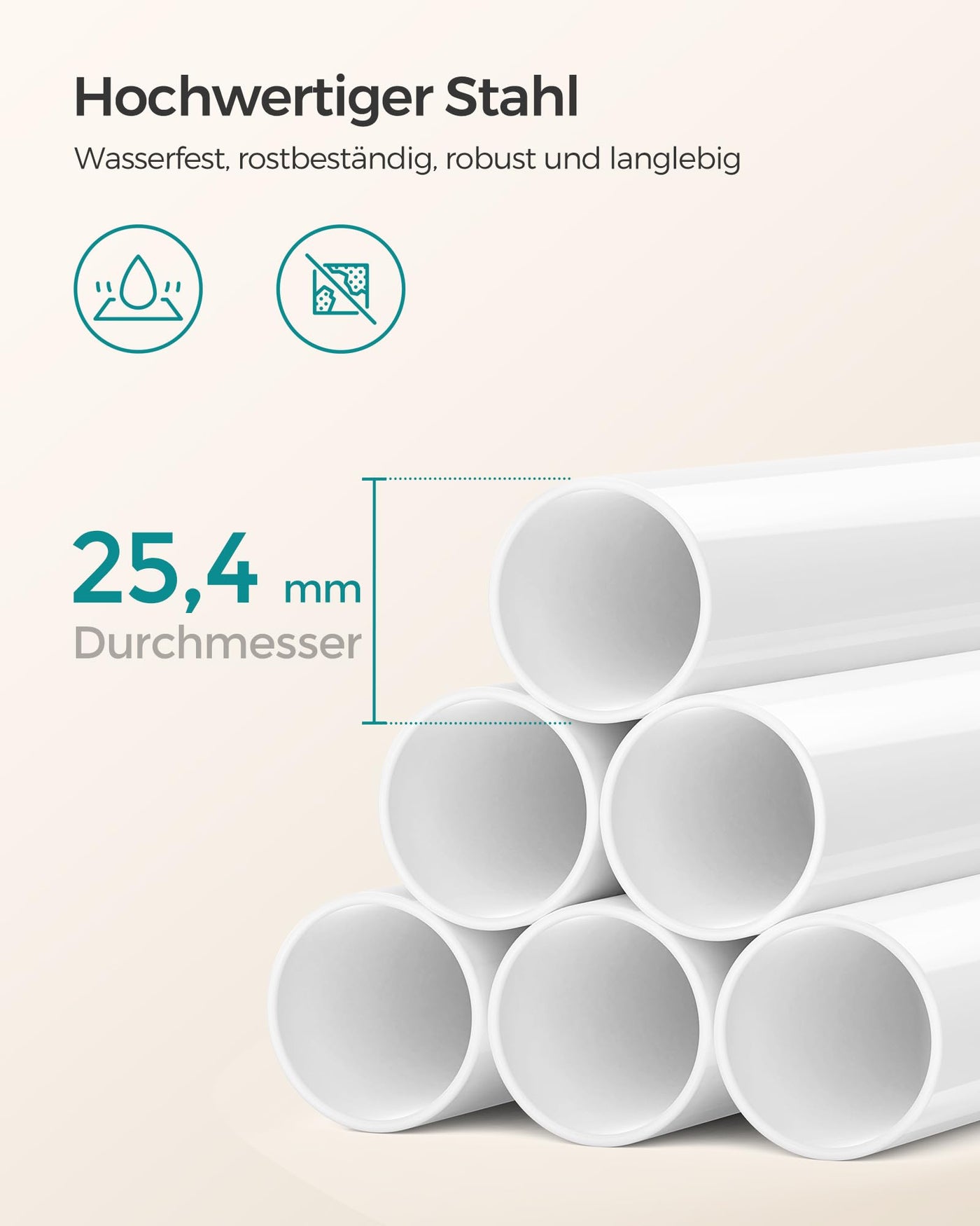 SONGMICS Duschregal, Eckregal Bad, mit 4 Ablagen, Badregal, Gesamthöhe 85-305 cm, höhenverstellbar, Badezimmer-Regal, weiß BCB001A
