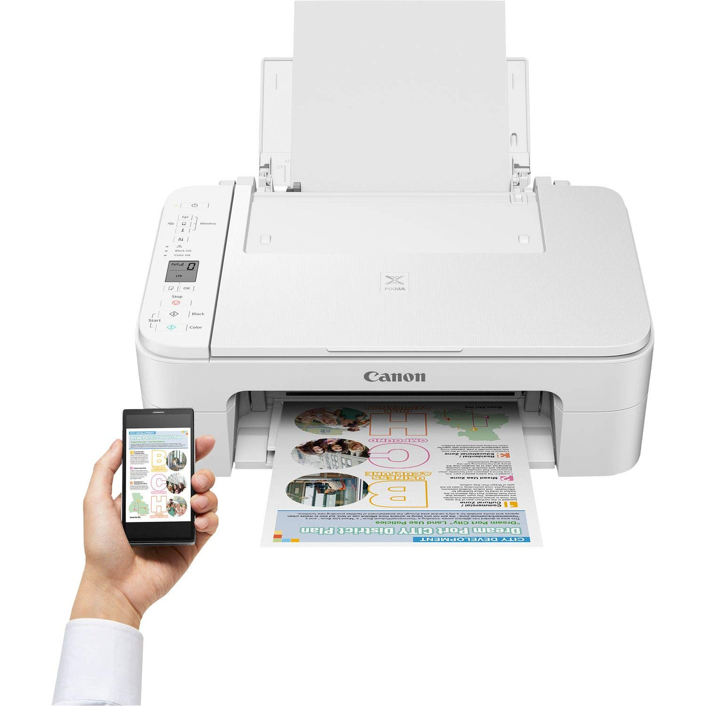 Canon PIXMA TS3351 Farbtintenstrahl-Multifunktionsgerät (Drucken, Scannen, Kopieren, 3, 8 cm LCD Anzeige, WLAN, Print App, 4.800 x 1.200 DPI) Weiss