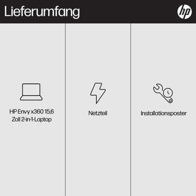 HP Envy x360 2-in-1 Laptop, 15,6" FHD OLED Touchdisplay, Intel Core i7-1355U, Intel Evo, 16 GB DDR5 RAM, 512 GB SSD, Intel Iris Xe, Windows 11 Home, QWERTZ Tastatur, Silver [Exklusiv bei Amazon]