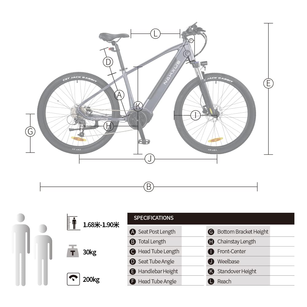 nakxus 27M202 E-Bike Elektrofahrrad 27.5" E-Fahrrad Mittelmotor Max. Reichweite bis zu 150km, Geländegängiges Mountainbike mit Shimano 9 Gängen, City E-Bike Herren Damen