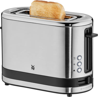 WMF Küchenminis 1-Scheiben Toaster Langschlitz XXl-Toast, Mini Toaster mit Brötchenaufsatz 7 Bräunungsstufen Überhitzungsschutz 600W Edelstahl matt