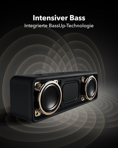 Anker SoundCore 2 Bluetooth Lautsprecher, Fantastischer Sound, Enormer Bass mit Dualen Bass-Treibern, 24h Akku, Verbesserter IPX7 Wasserschutz, Kabelloser Lautsprecher für iPhone, Galaxy usw.