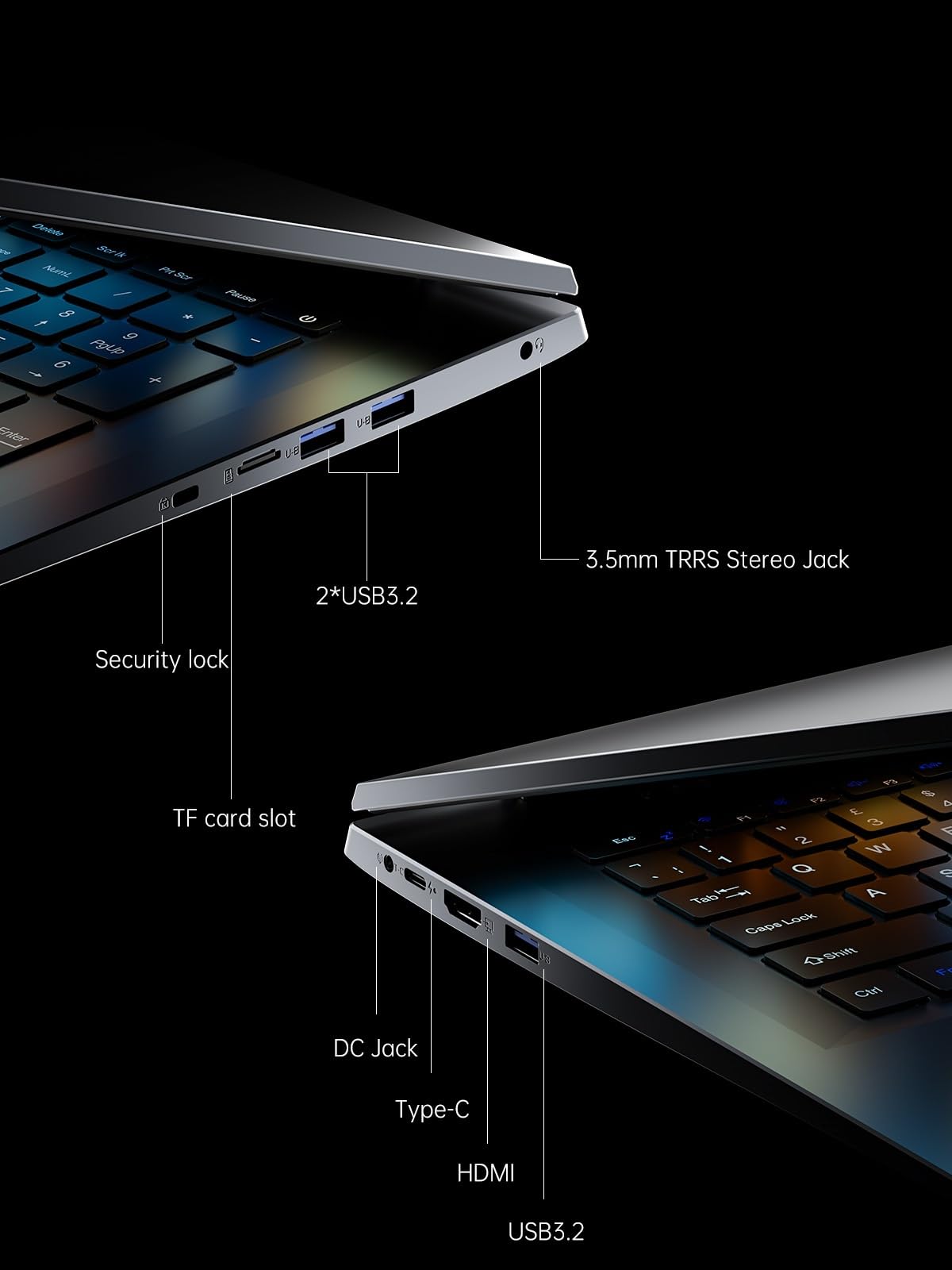 ACEMAGIC 18,5 Zoll Laptop,Twin Lake N150 (bis zu 3,6 GHz),8000mAh,16 GB DDR4 512 GB SSD bis zu 2 TB, 1920 x 1080 IPS Full HD Laptop, BT5.0, HDMI, Typ-C, 180° Öffnen und Schließen