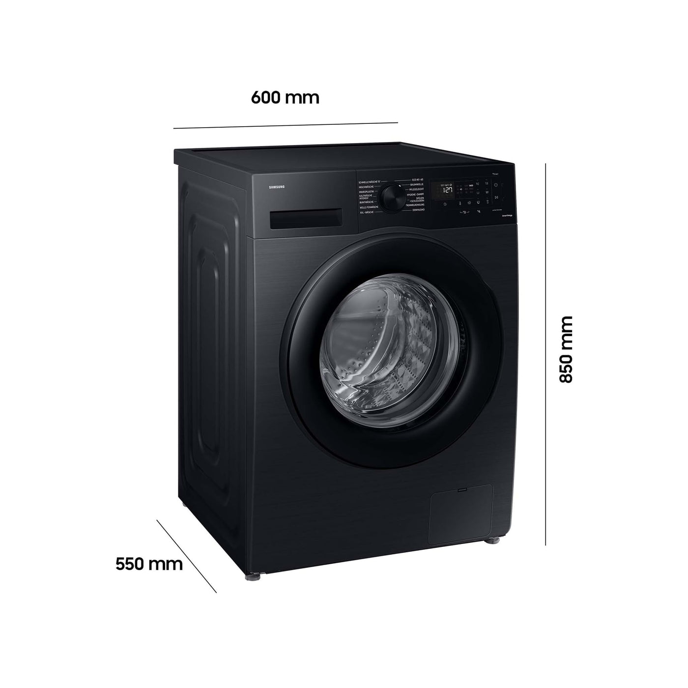 Samsung Waschmaschine, 9 kg, 1.400 U/min, EEK: A, Mikroplastik-Programm, Ecobubble, 14 Programme, WiFi SmartControl, Schwarz, WW90CGC04AABEG