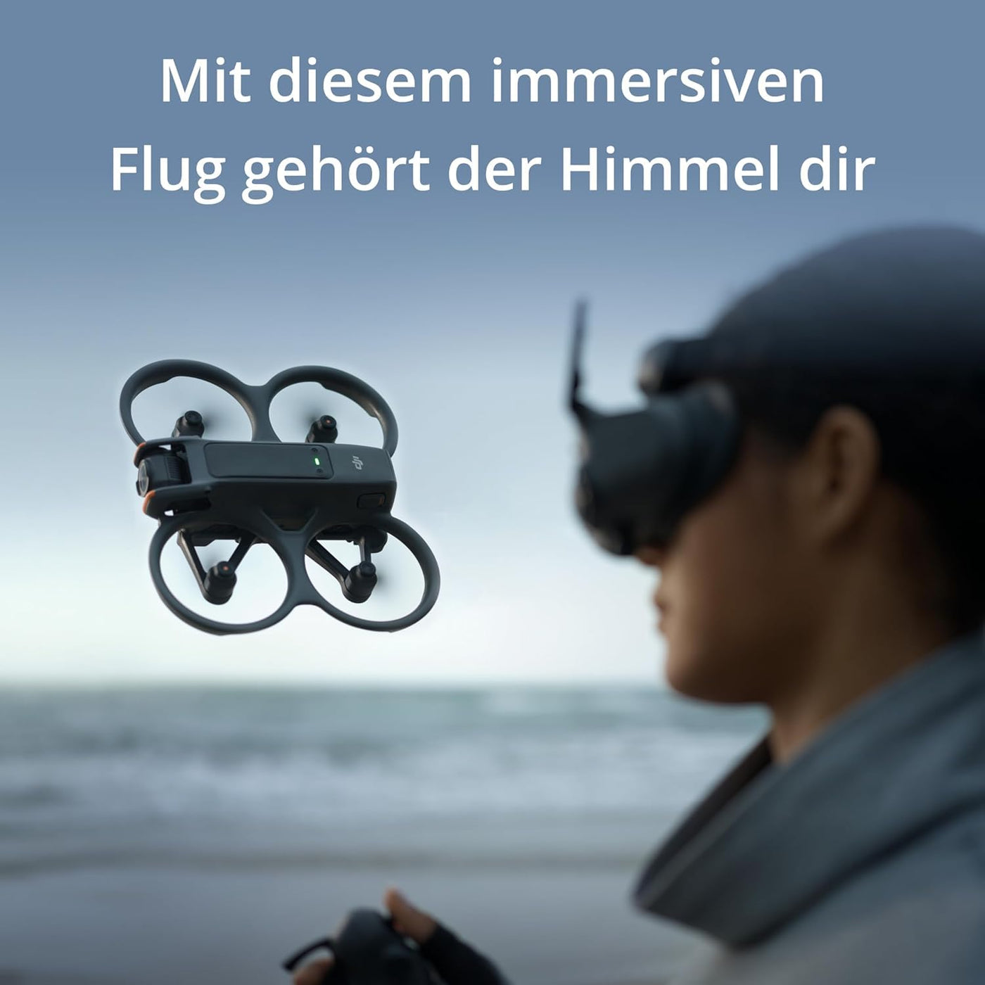 DJI Avata 2 Fly More Combo (1 Akku), FPV Drohne mit Kamera 4K, mit Propellerschutz, Flips/Rollen auf Tastendruck, POV Content Kamera-Drohne, inkl. Goggles 3 und RC Motion 3