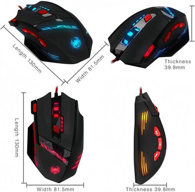zelotes T90 Gaming Maus 9200 DPI, 8 Programmierbare Tasten, Multi-Modi LED, USB Gaming Maus, Gewichtstuning für Pro Gamer