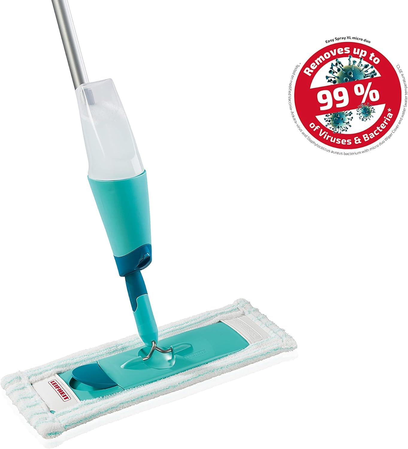 Leifheit Komfort Sprühwischer Easy Spray XL für schnelle Reinigung, Spray Mop mit Sprühdüse, Wischer mit Wassertank und 2-Faser-Wischbezug, Bodenwischer für alle Böden