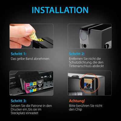 Smart Ink Kompatible Druckerpatronen als Ersatz für HP 953XL 953 XL 4 Multipack (Schwarz XL & Blau Rot Gelb) mit Advanced Chip Technology für Officejet Pro 7720 7730 7740 8210 8218 8710 8715 8718 8720