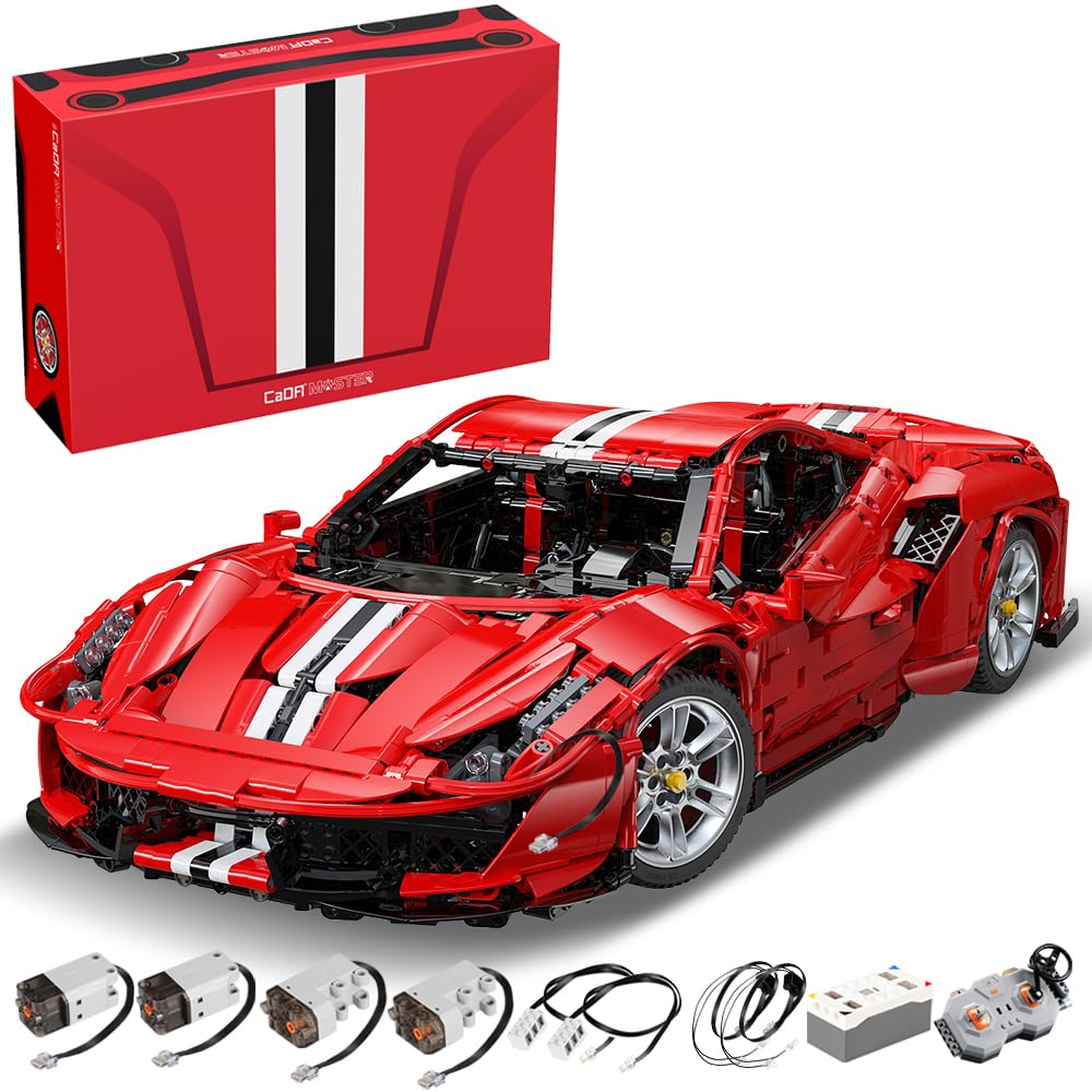 CaDA Master C61042w Supercar 488 Klemmbausteine,3187/pcs Technik Groß Ferngesteuert Auto 1:8 Bausteine,MOC Sportwagen Modell Spielzeug für Erwachsene und Jugendliche