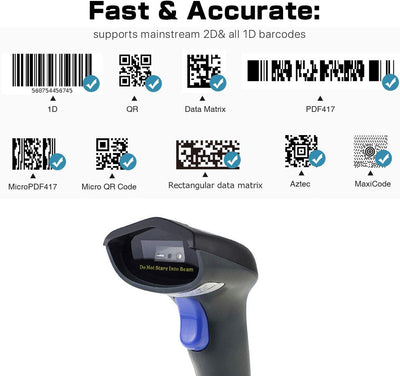 NETUM Bluetooth 2D Barcode-Scanner 3-in-1 (2,4G Wireless & Bluetooth & USB verkabelt) Barcodeleser Scan QR PDF417 DataMatrix Maxicode für Handy Android iOS PC Computer W8-X