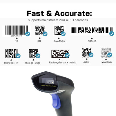 NETUM Bluetooth 2D Barcode-Scanner 3-in-1 (2,4G Wireless & Bluetooth & USB verkabelt) Barcodeleser Scan QR PDF417 DataMatrix Maxicode für Handy Android iOS PC Computer W8-X
