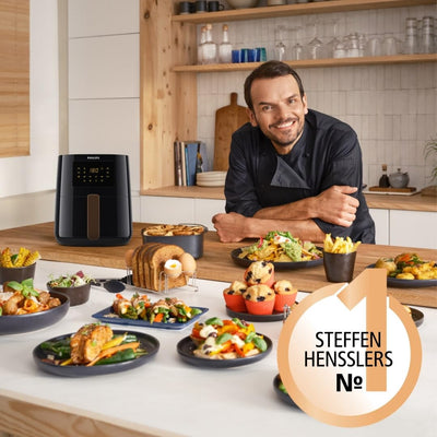 Philips Airfryer 5000-Serie L, 4.1L (0.8Kg), 13-in-1 Airfryer, Wifi verbunden, 90% Weniger Fett mit Rapid Air Technologie, Rezepte-App (HD9255/80)