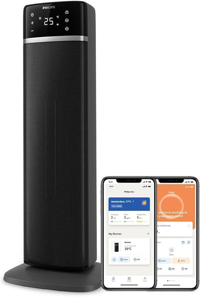 Philips Keramik-Heizlüfter 5000-Serie, Keramische Heiztechnologie, KI-gesteuert zum Energiesparen, Heizt in 2 Sekunden auf mit 5 Integrierten Sicherheitsfunktionen, App-Steuerung, Grau (CX5120/11)