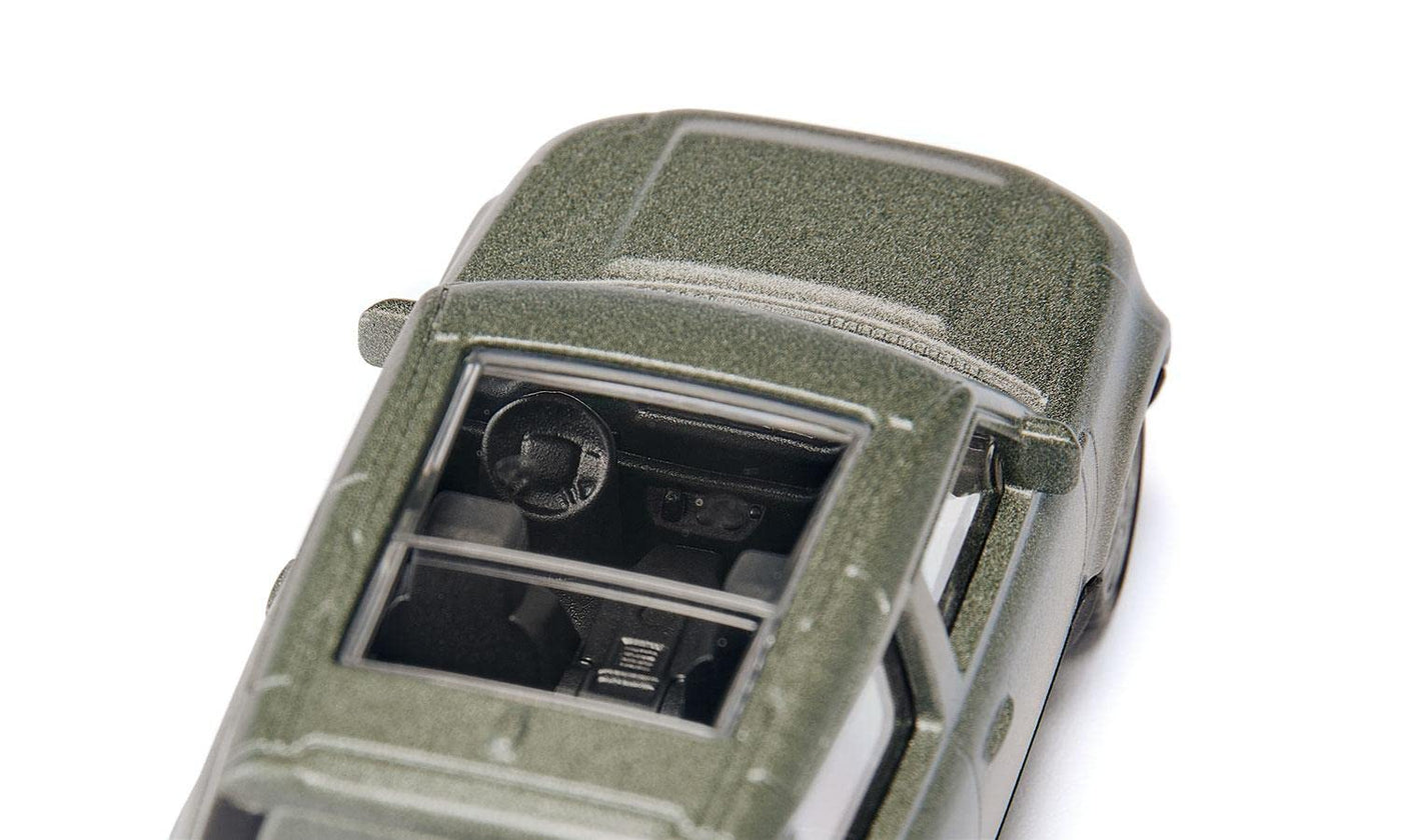 siku 1549, Land Rover Defender 90 P400 AWD, Spielzeug-Auto, Metall/Kunststoff, Grün, Metallic-Lackierung, Gummierte Reifen, Anhängerkupplung